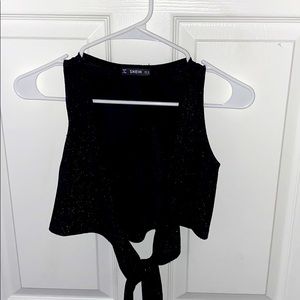 Women’s black sparkly wrap around top